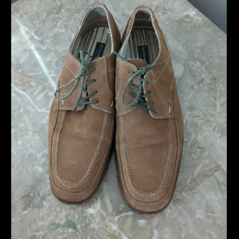 ASTON GREY MEN'S BROWN LEATHER OXFORD SHOES - 10042 SEVILLE - SIZE 11